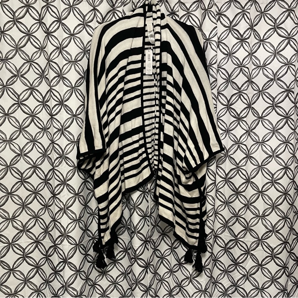 Chico's Black and White Striped Poncho